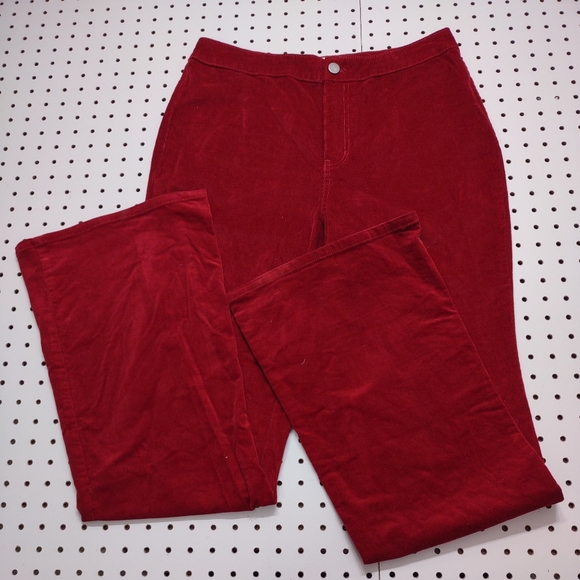 True Craft High Rise Flare Red Corduroy Pants, Size 10 - Picture 1 of 7